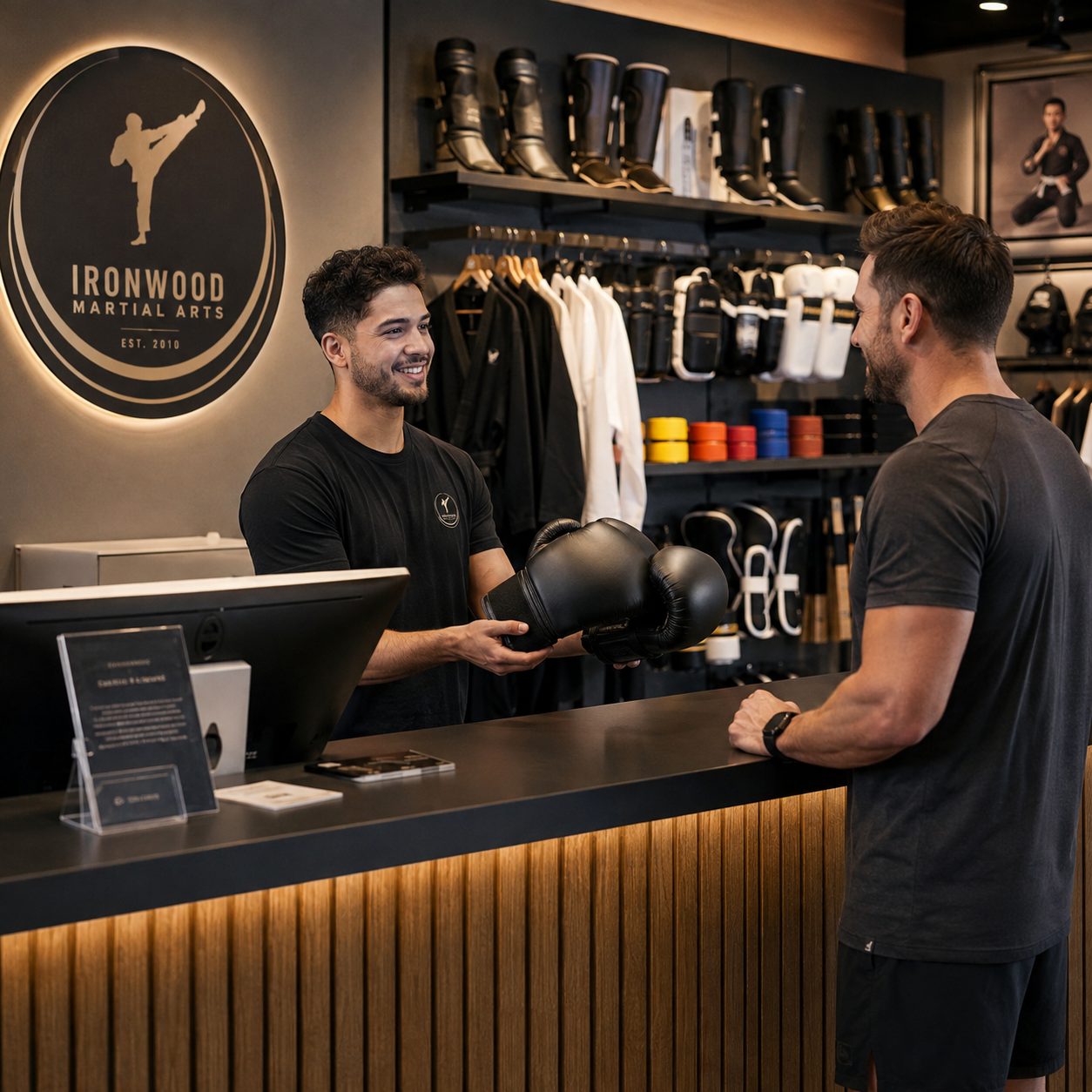 Verkauf von Boxhandschuhen im Dojo Shop