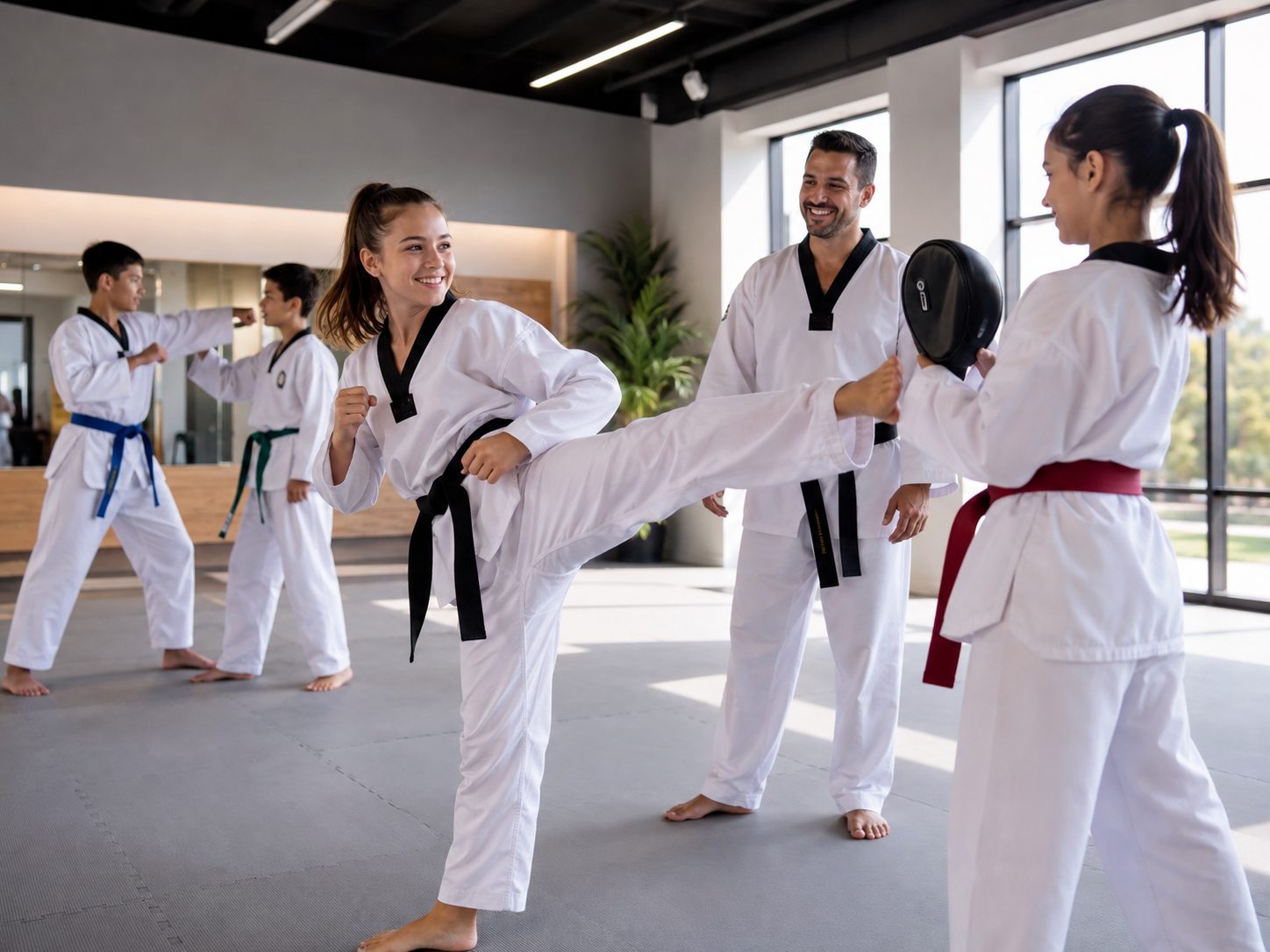 Taekwondo Training in einer modernen Kampfkunstschule